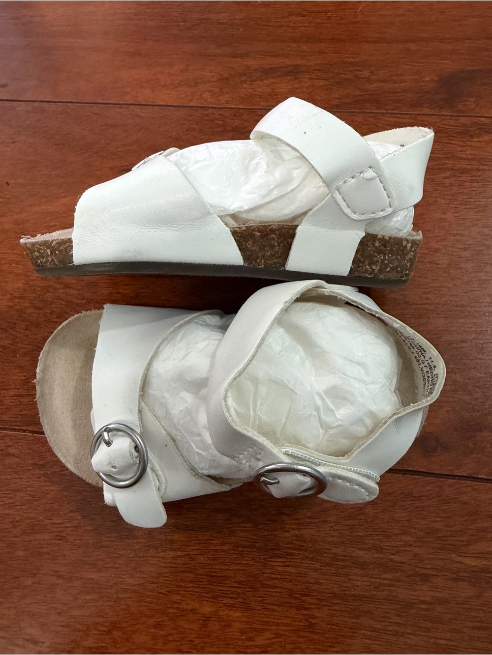 Old Navy White Cork Footbed Kids Sandals with Gold Accent Size 12-18M - Picture 5 of 10